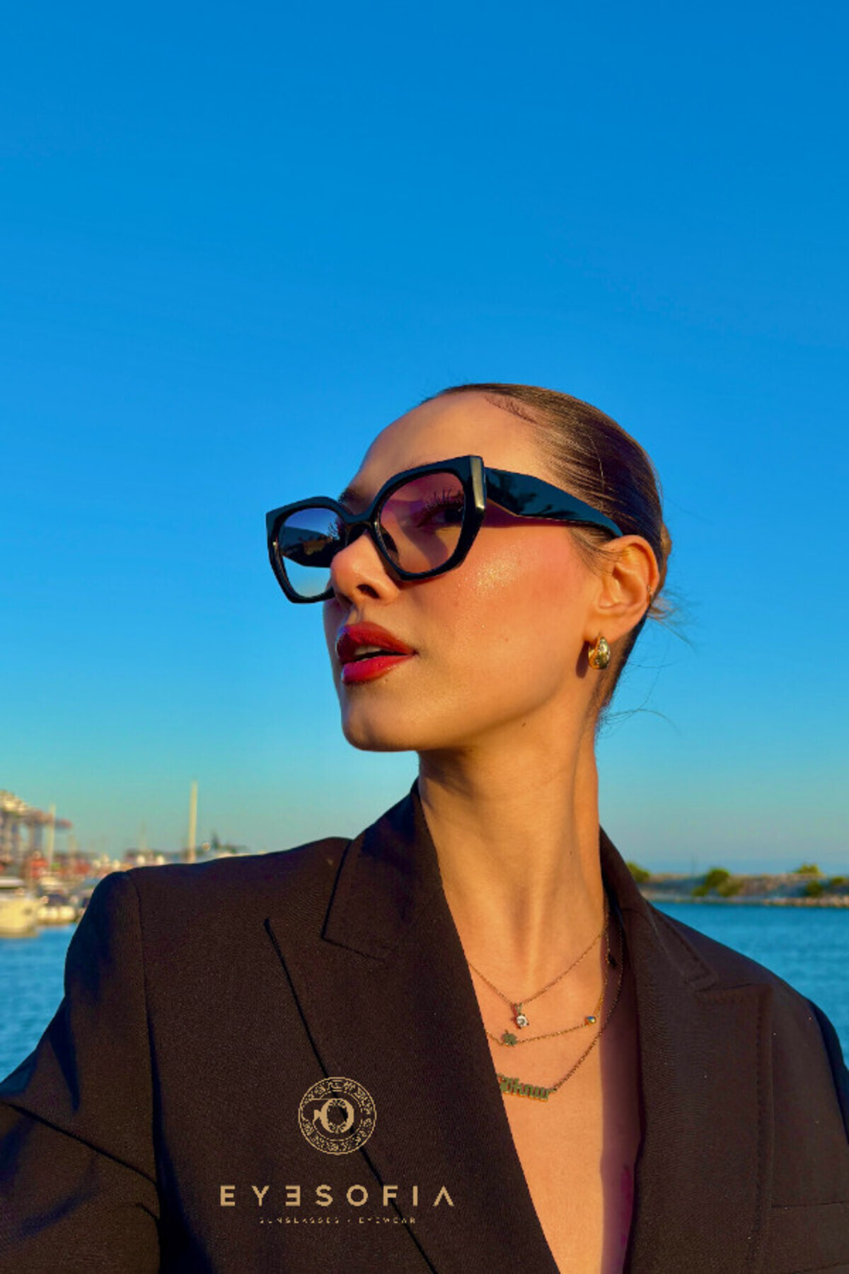 Eyesofia Divriği Cat Uv400 Filtreli Unisex Siyah Füme 2025 Yılı Yeni Sezon Güneş Gözlüğü görsel 4
