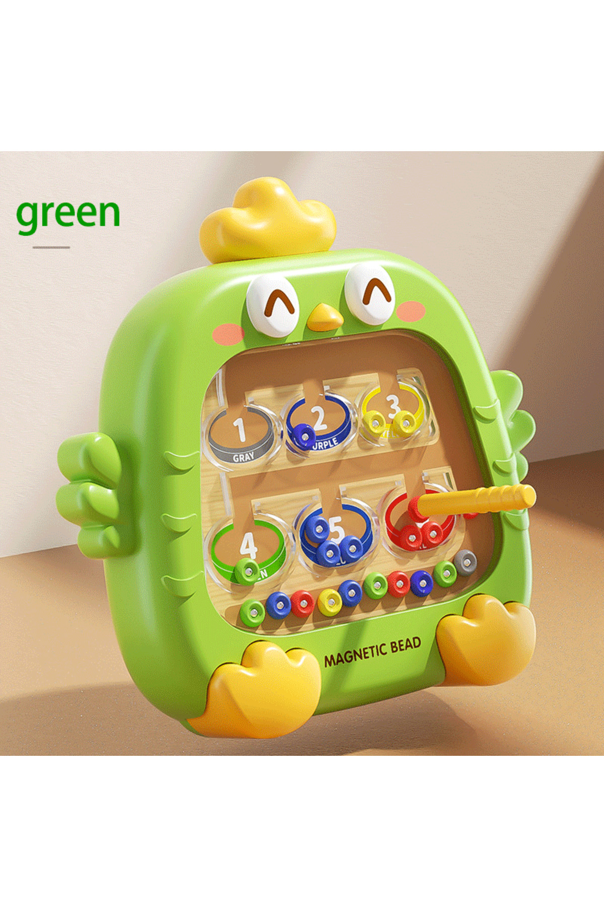 تخته مارپیچ عددی مونته‌سوری سبز مغناطیسی برای مرتب‌سازی رنگ‌ها، همراه با قلم و مهره‌های متحرک، برای آموزش مهارت‌های حرکتی ظریف.