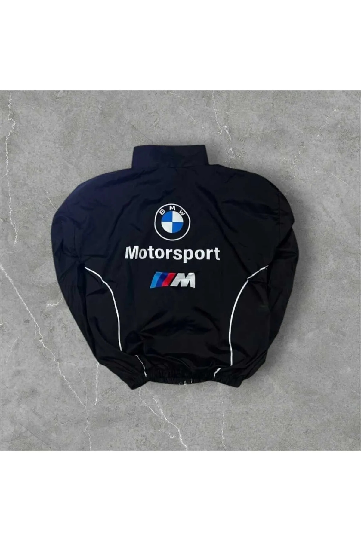 BMW Motosport Unisex Paraşüt Kumaş Oversize Dijital Baskılı Siyah Rüzgarlık Yağmurluk İnce Ceket — مشکی LSHNBMW2 — تصویر 5 از 6