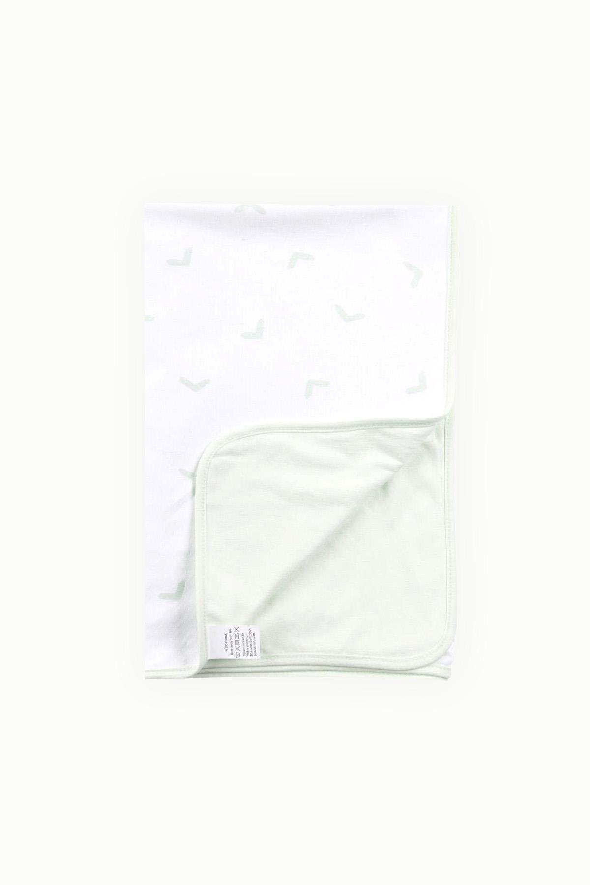 80x80 cm 100% Cotton Double-Layer Baby Blanket Mint White