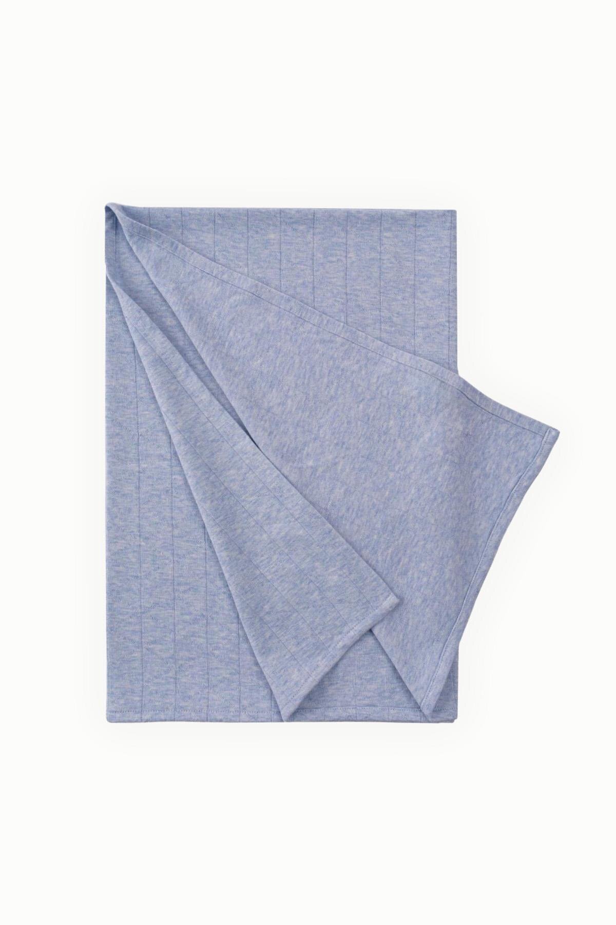 Boumini Çok Amaçlı Pamuklu Bebek Örtüsü 100x100 cm Mavi Melanj