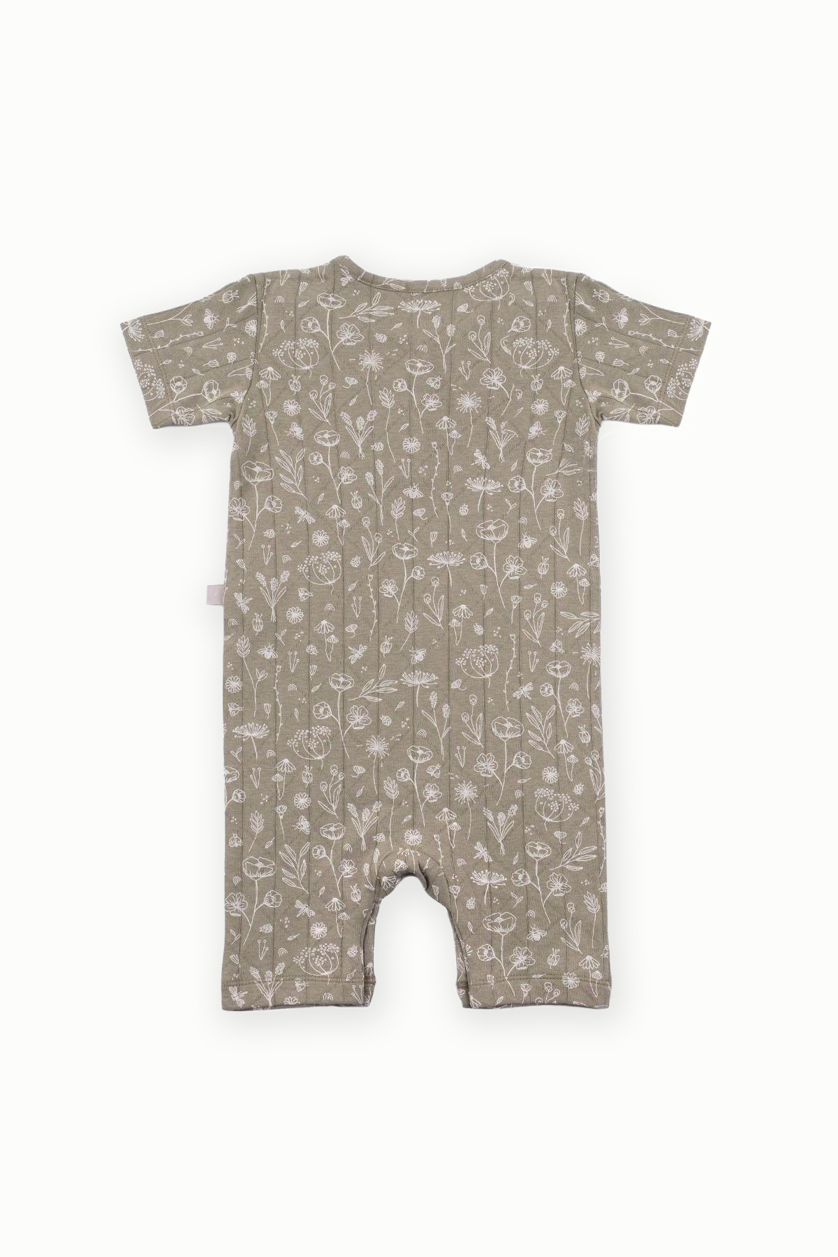 Boumini Pamuklu Kısa Kollu Bebek Şort Tulum Bahar Çiçekli Haki fotoğrafı 2 (önizleme)