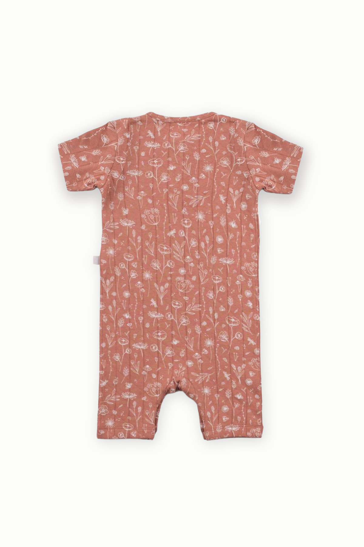 Boumini Pamuklu Kısa Kollu Bebek Şort Tulum Bahar Çiçekli Kiremit fotoğrafı 2 (önizleme)