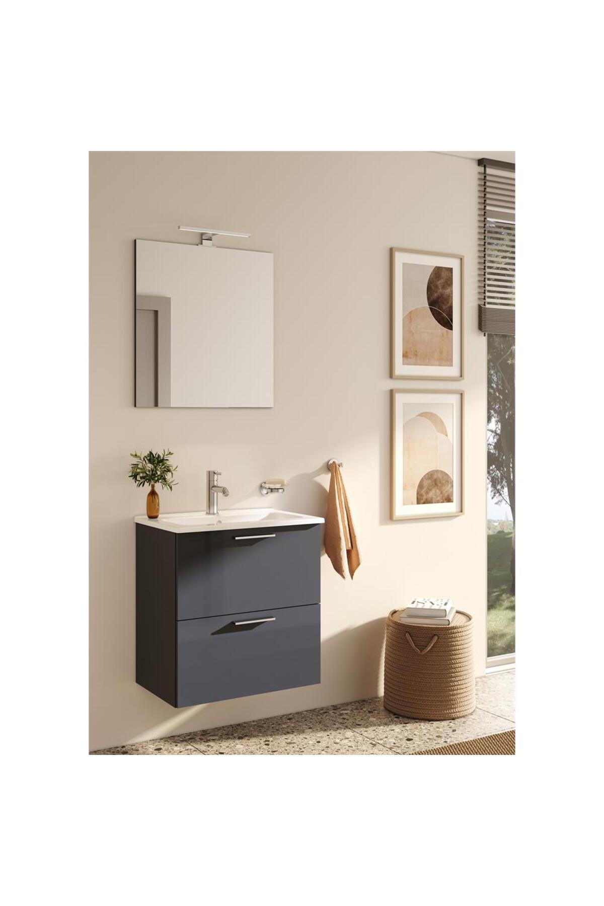 ست کابینت حمام میا 60 سانتی‌متر آنتراسیت 75102