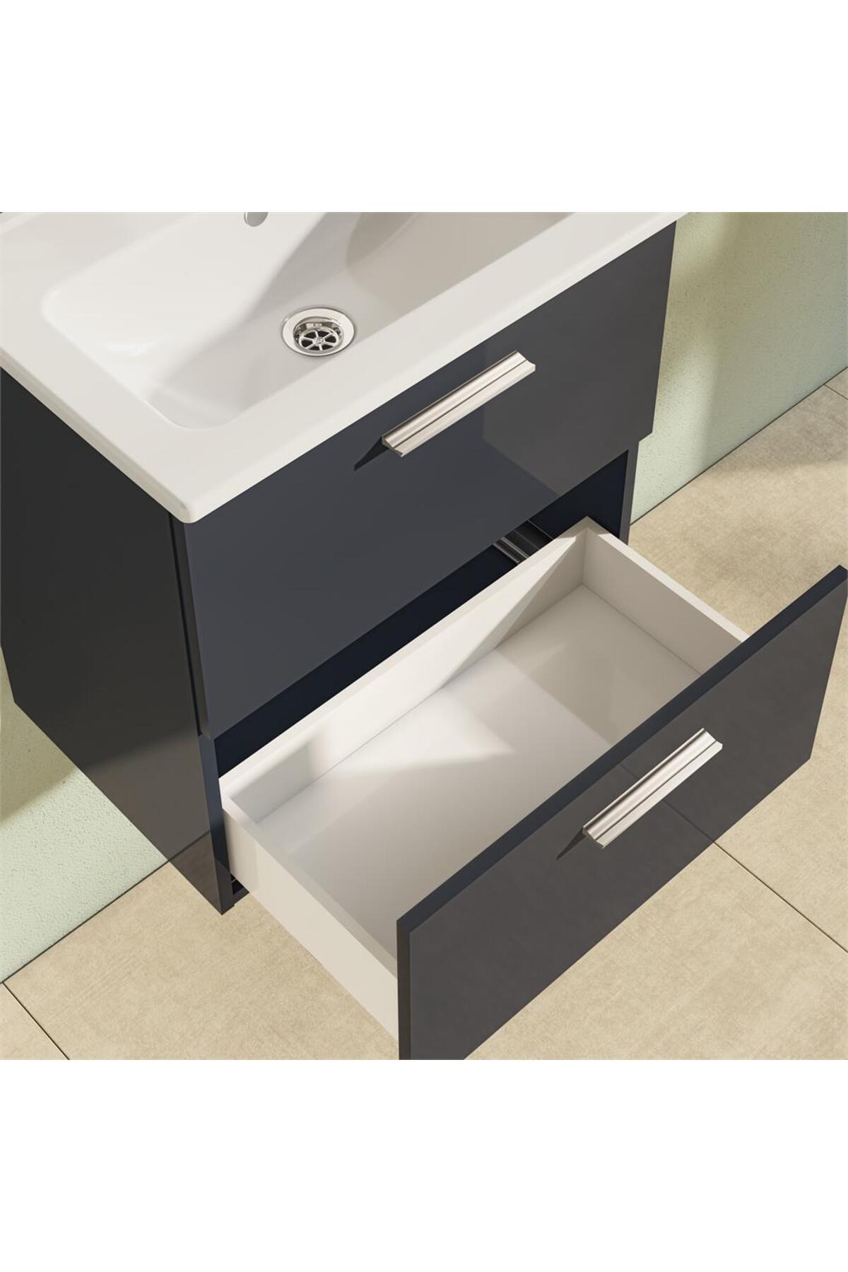 ست کابینت حمام میا 60 سانتی‌متر آنتراسیت 75102