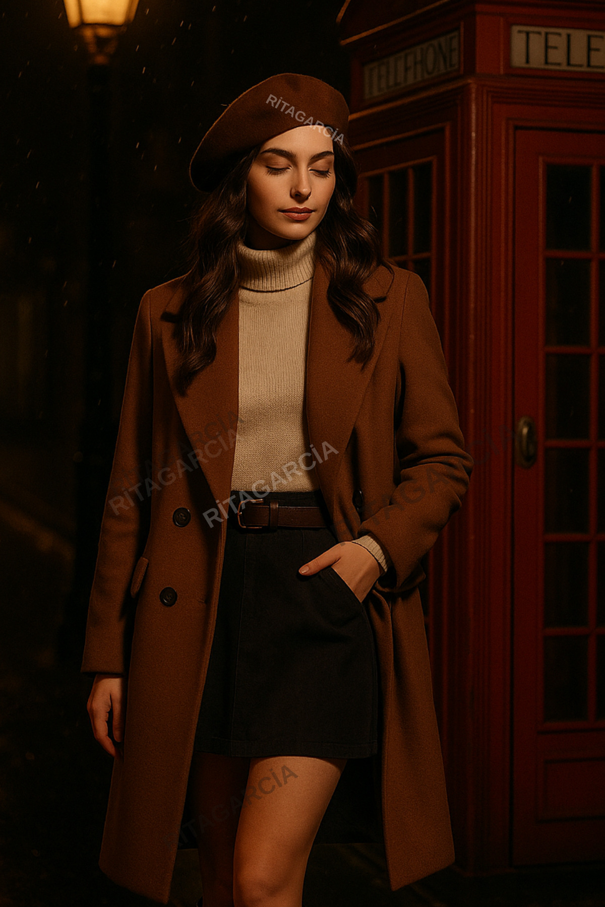 Ritagarcia  Fransız Keçe Kahverengi Ressam Bere - Görsel 5