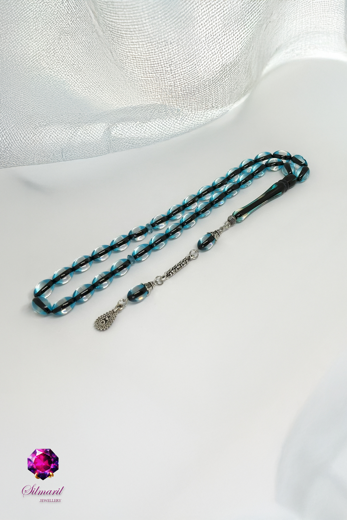 Okyanus Desenli Sürmeli Orijinal Kehribar Tespih - Şık ve Zarif - Erkek Hediyelik