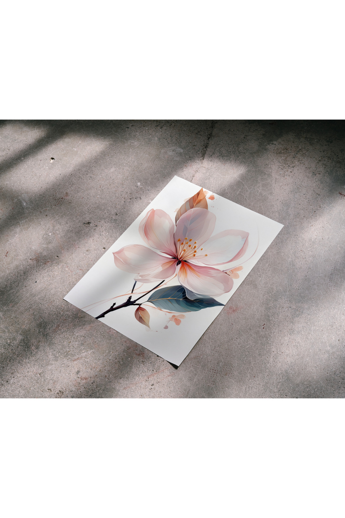 Rosaart-Frameless Poster Almond Blossom Leaf Pattern 2