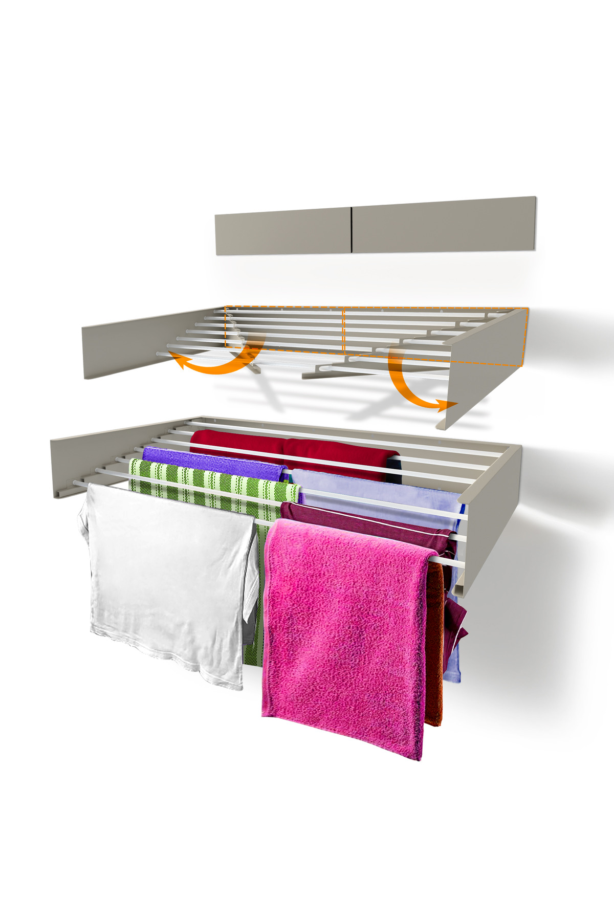 Eliz 120cm Laundry Drying Hanger - Wall Mounted Drying Cappuccino