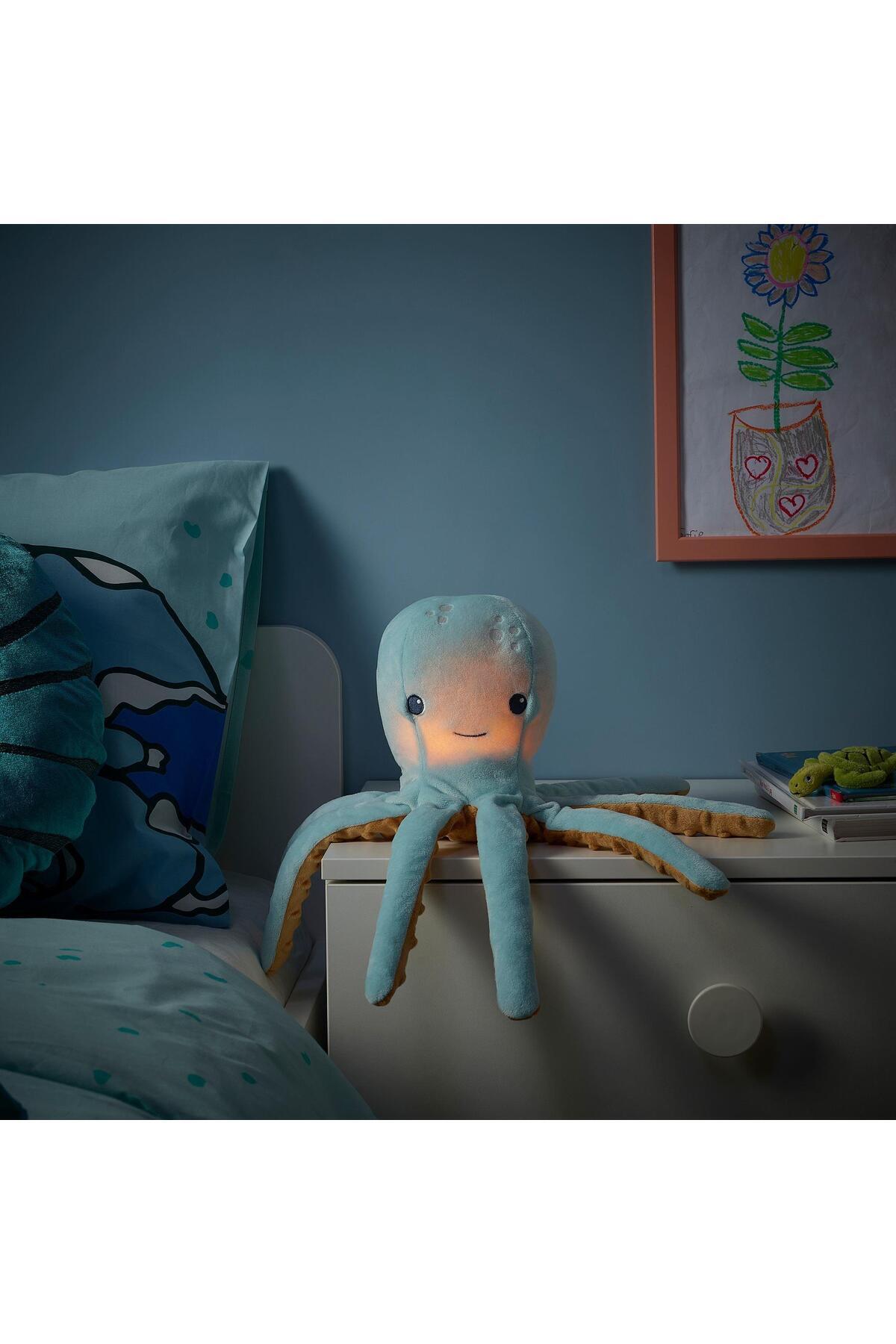 IKEA Gece Lambalı Yumuşak Oyuncak Ahtapot Turkuaz Renk LED'li