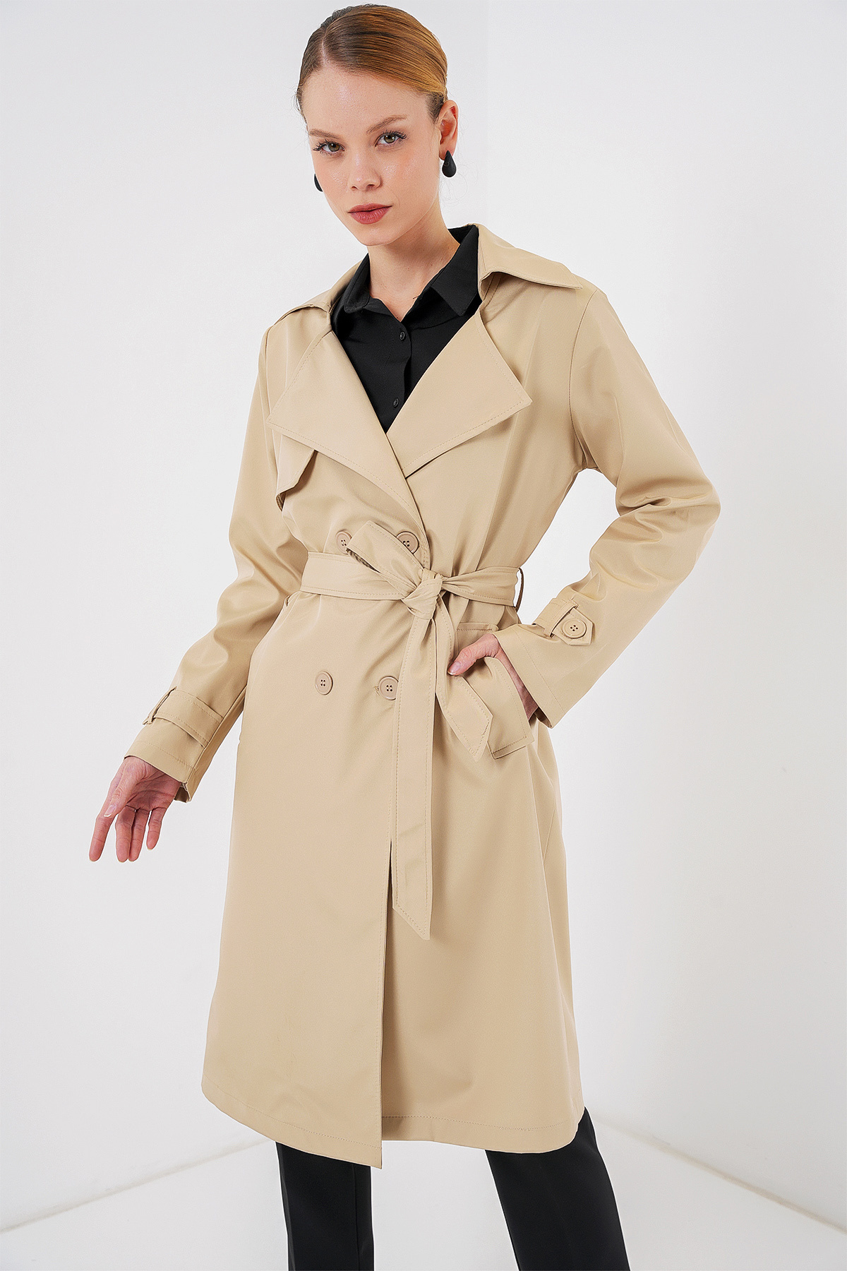 Bigdart-K. Beige 5918 Trenchcoat mit zweireihigem Kragen 6