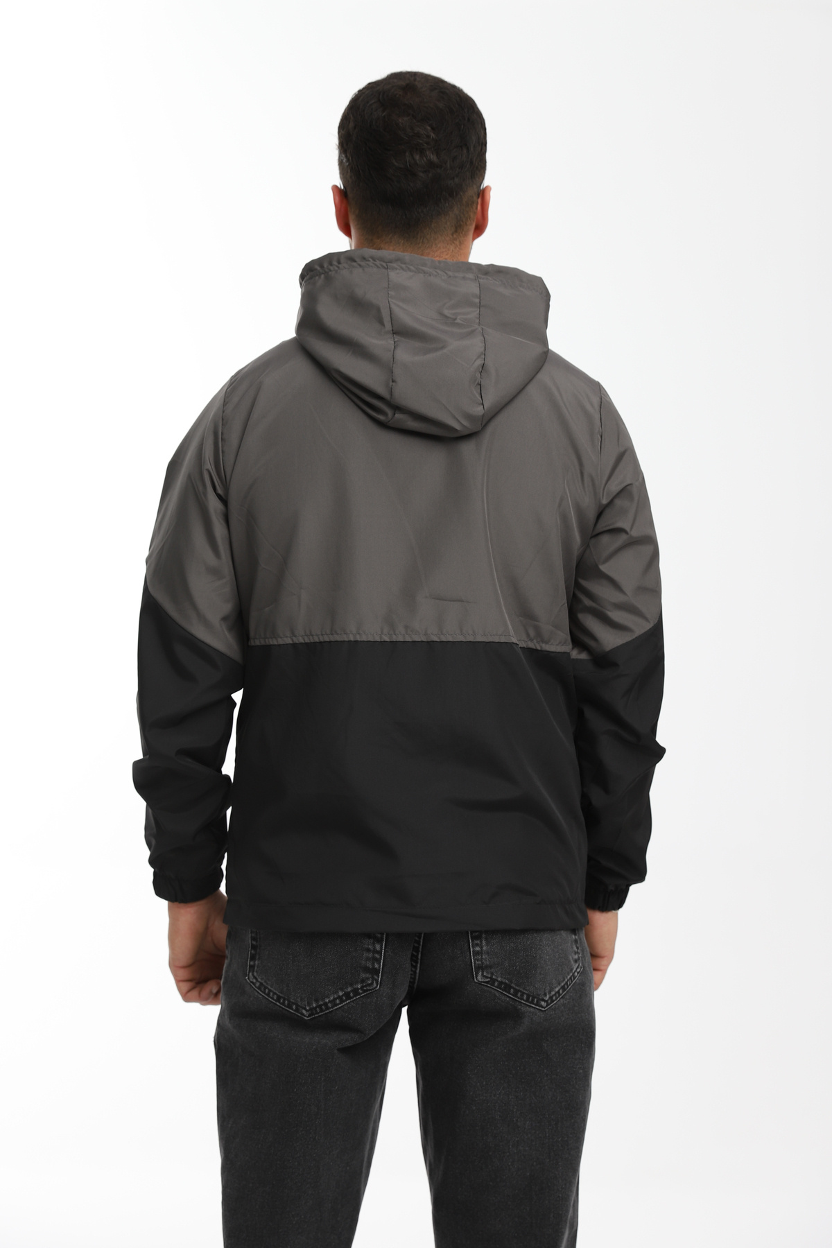 D1fference  Erkek Antrasit -siyah Iki Renk Astarlı Rüzgar Geçirmez Kapüşonlu Mevsimlik Spor Mont - Görsel 7