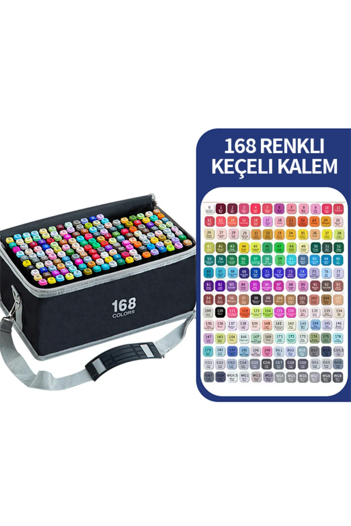 MAVIGOK 168 Renkli Çift Uçlu Kalın/İnce Uçlu Keçeli Marker Seti - Profesyonel Çizim ve Boyama