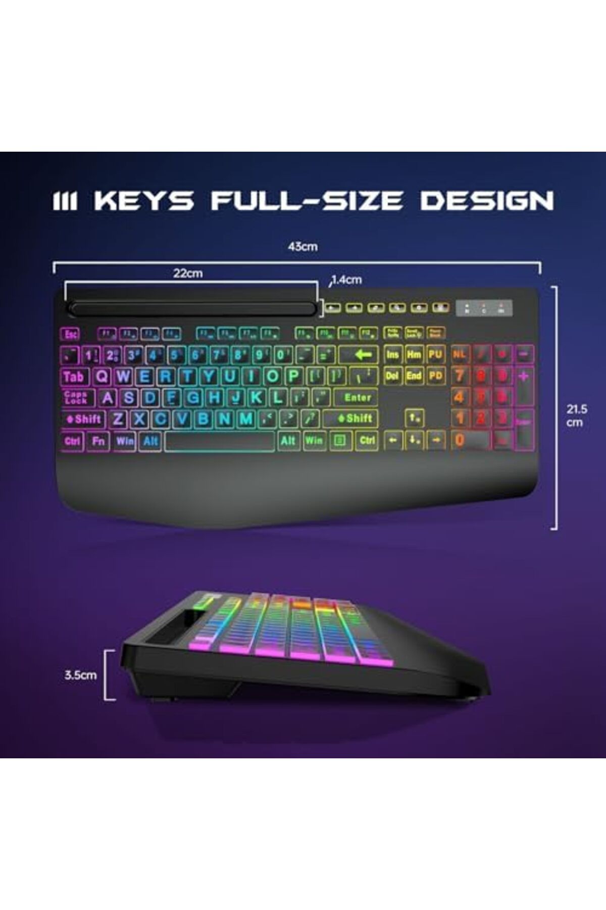 Generic-Garlo Wireless Keyboard and Mouse Combo, Membrane Silent Gaming Keyboard with Mechanical Feeling, Fu 8