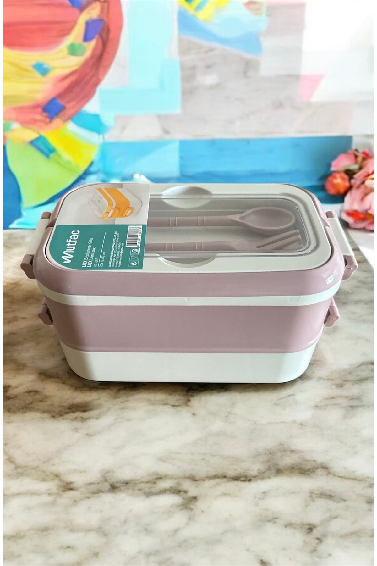 LeesHome-2 Layer Portable Food Container Lunch Box Diet Nutrition Box Storage Container Feeding Bowl with Fork and Spoon 1