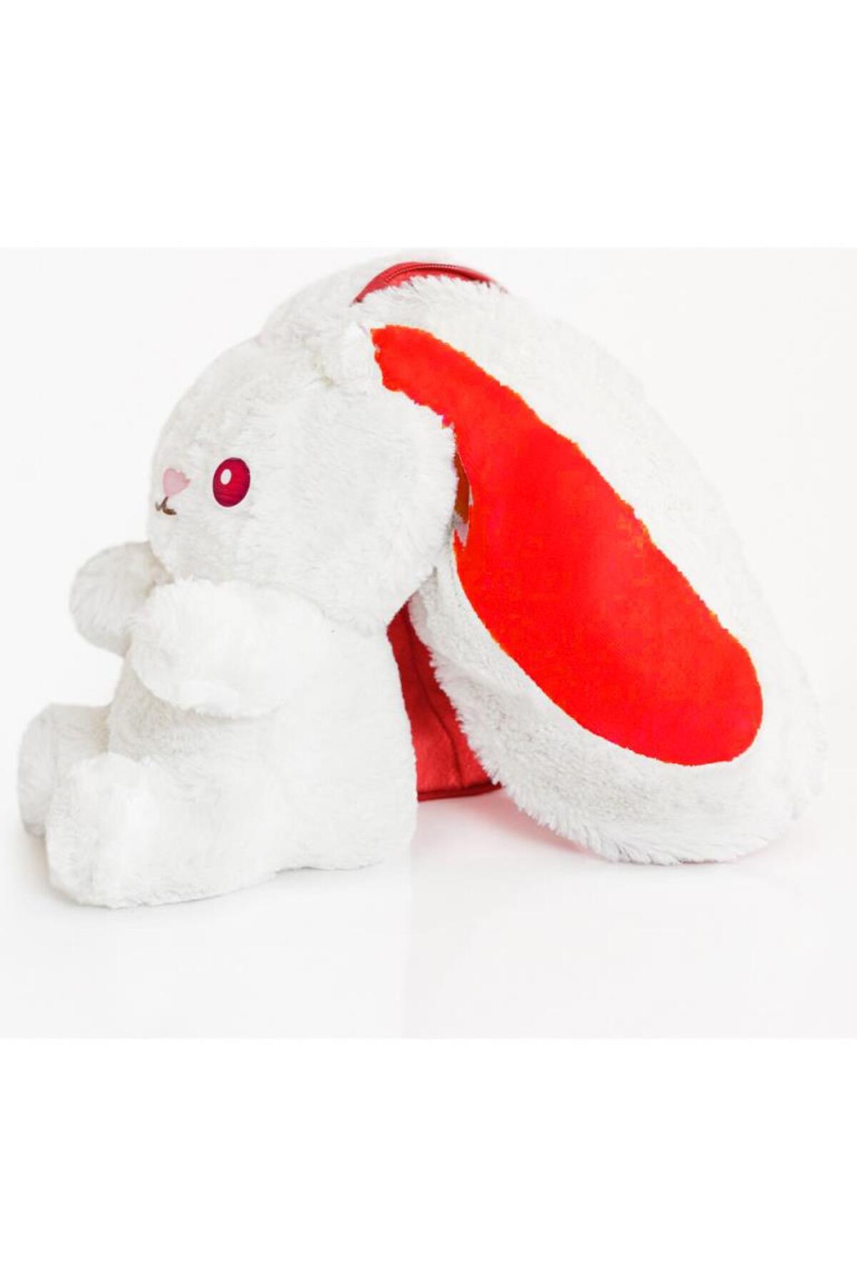 Tıfıl Toys-Red Plush Rabbit with Hat and Bag - Plush Rabbit 03042 5
