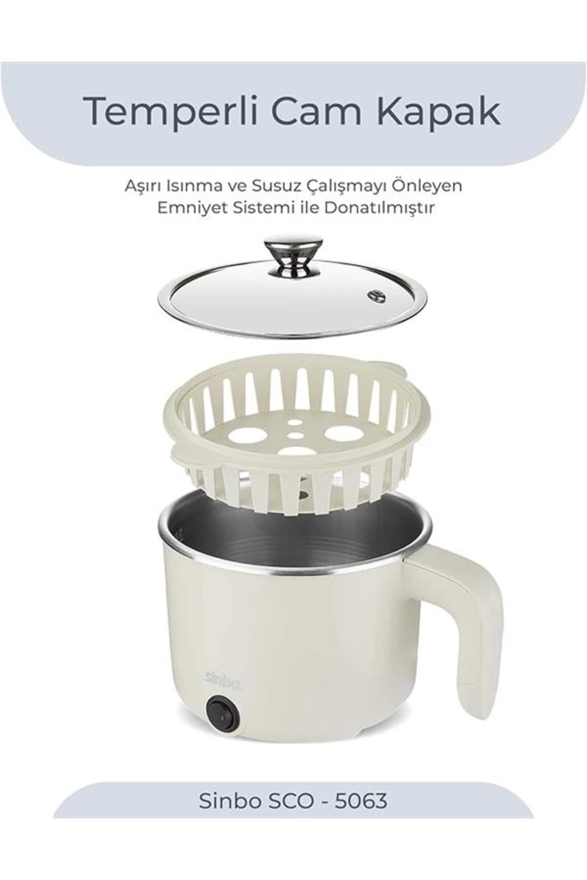 AyrStore SCO-5063 Çok Fonksiyonlu Buharlı Pişirici – 1 Litre Kapasite, Paslanmaz Gizli Rezistans fotoğrafı 5 (önizleme)