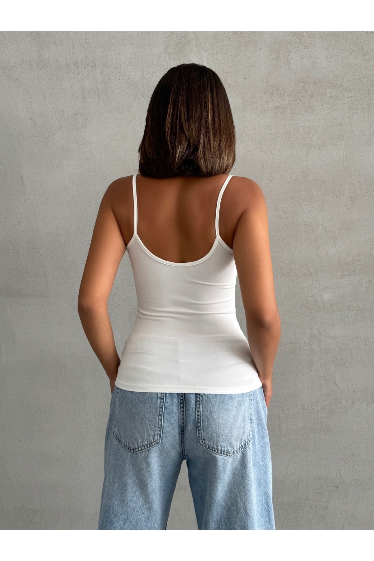 The Base-Women's Ecru Scuba Undershirt Oversized Rope Strap Top 3