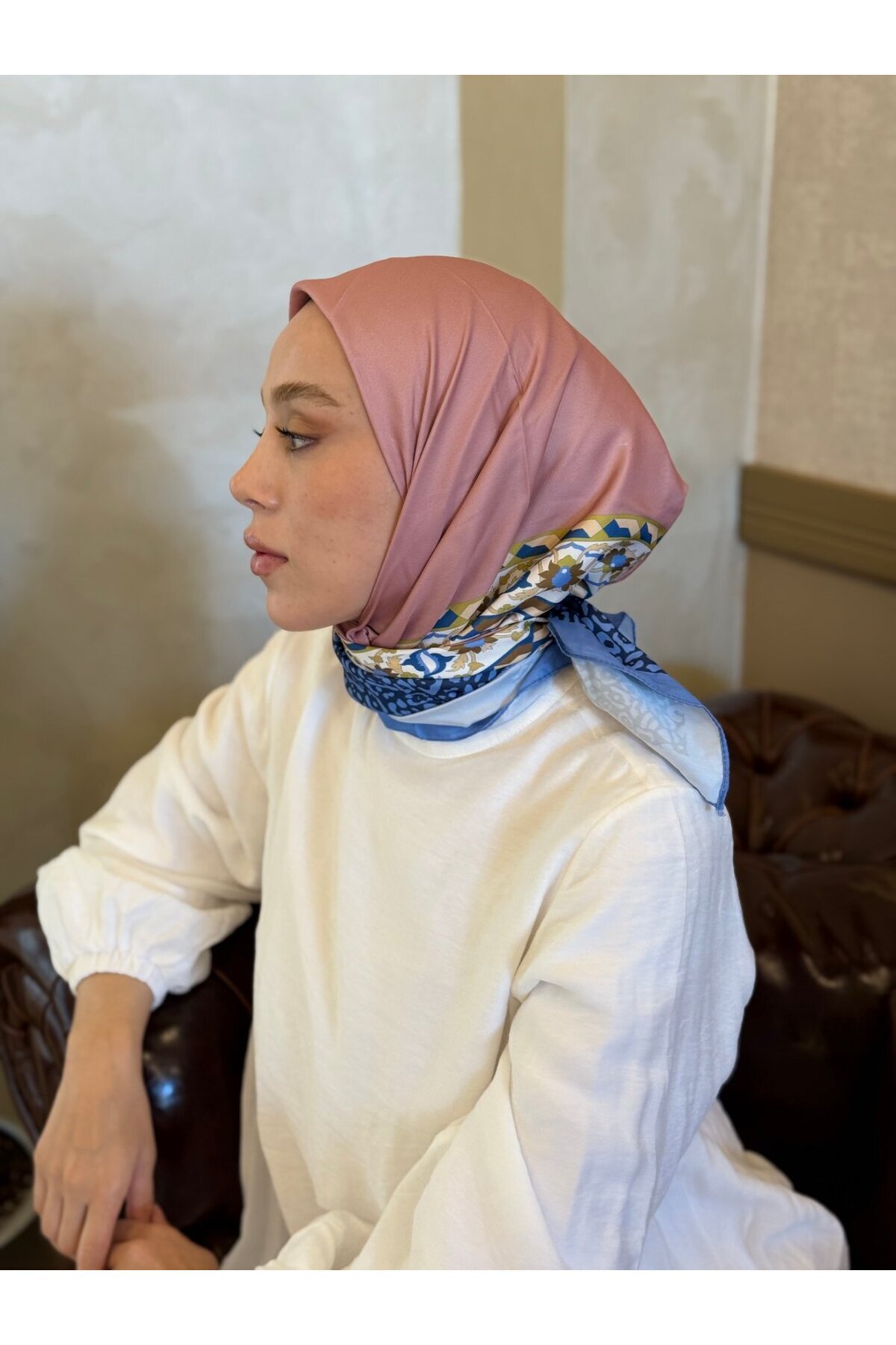Modakaşmir-Leoflora Pattern Twill Scarf 3