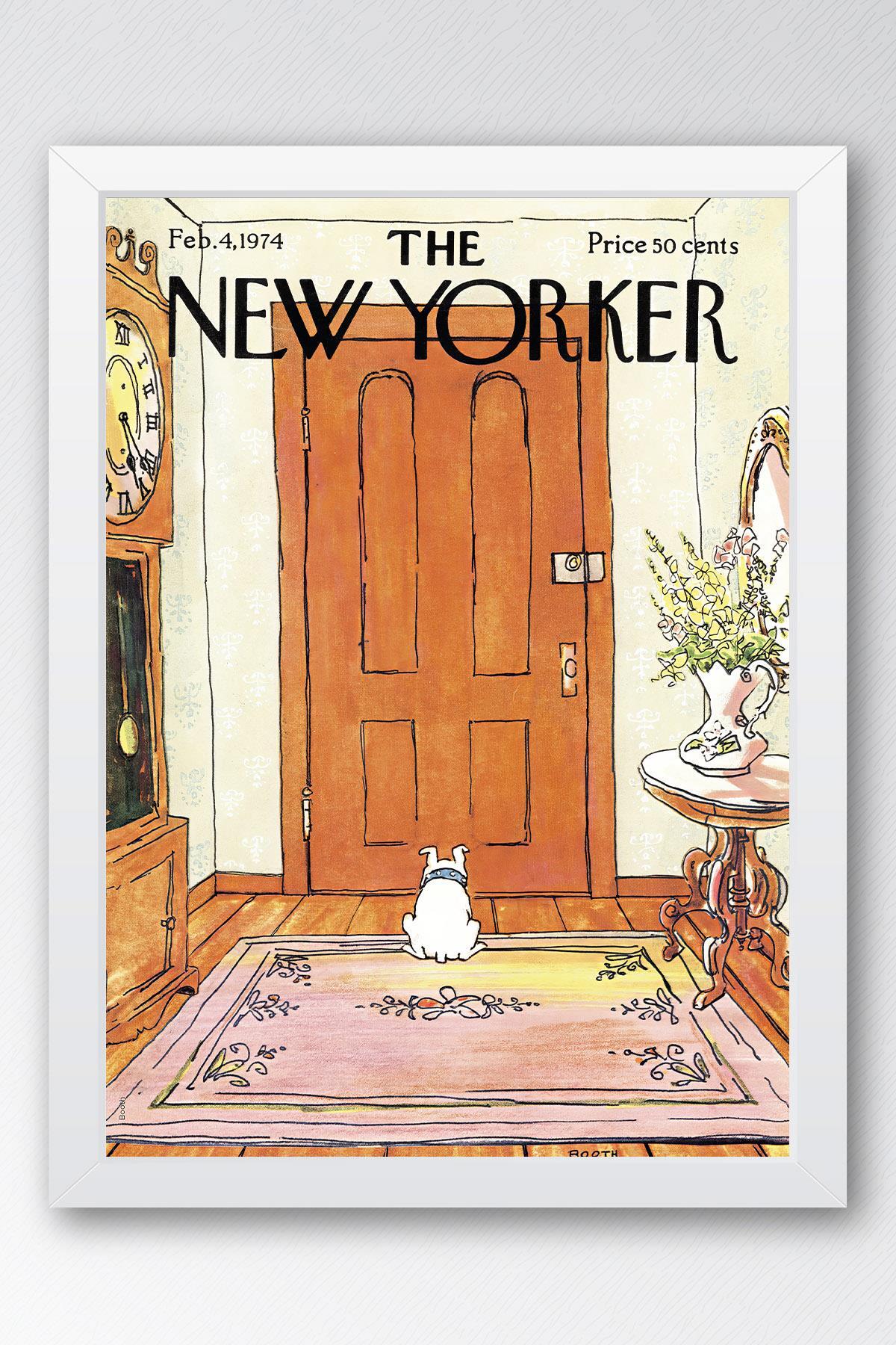The New Yorker Framed Table February 4 1974 - A Picture of a Dog Waiting for its Owner at Home