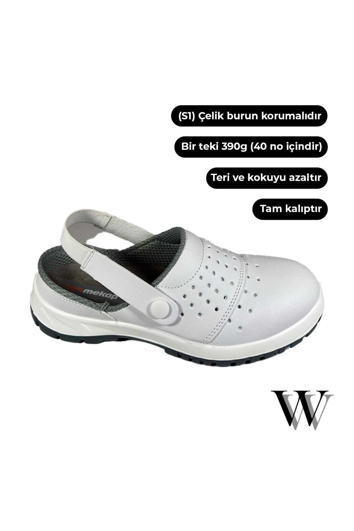 ونتو دمپایی ایمنی ارتوپدی سبک و راحت مدل Mekap 210 S1 با نوک فولادی میکروفایبر و رنگ سفید