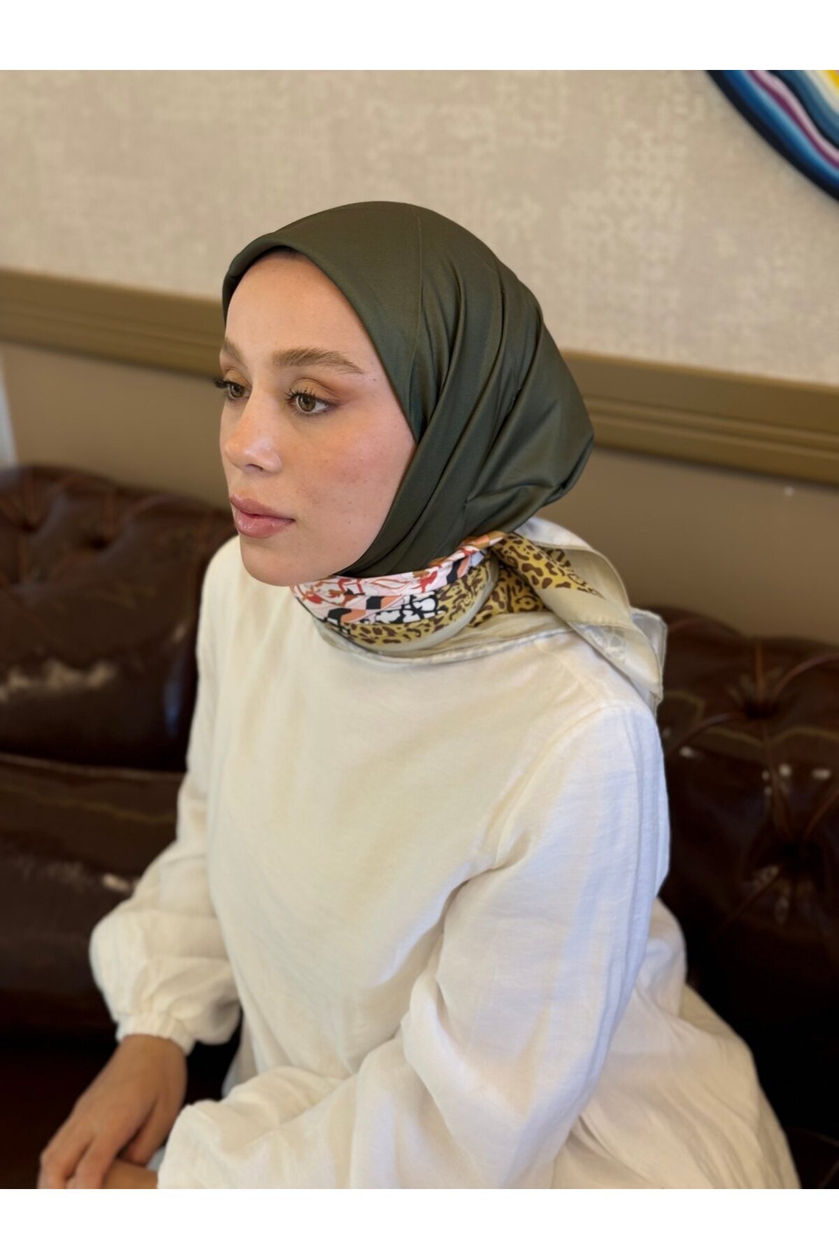 Modakaşmir-Leoflora Pattern Twill Scarf 3