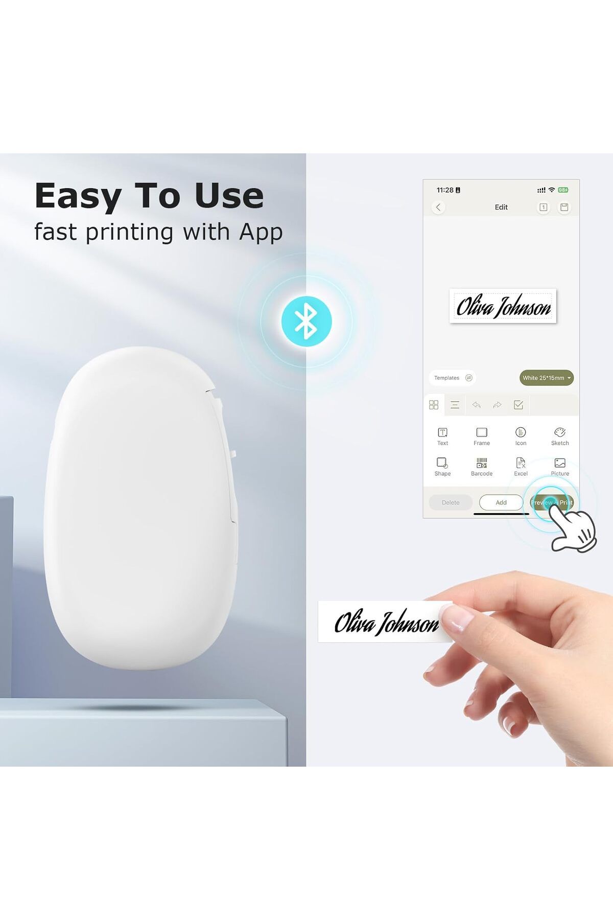 SUPVAN-E10 Bluetooth Label Maker Machine with Continuous Waterproof Label, Portable Inkless Label Pr 5