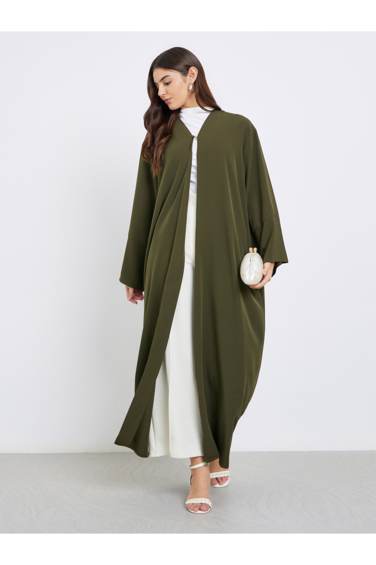 Styli-Textured Abaya with Button Loop Closure 2
