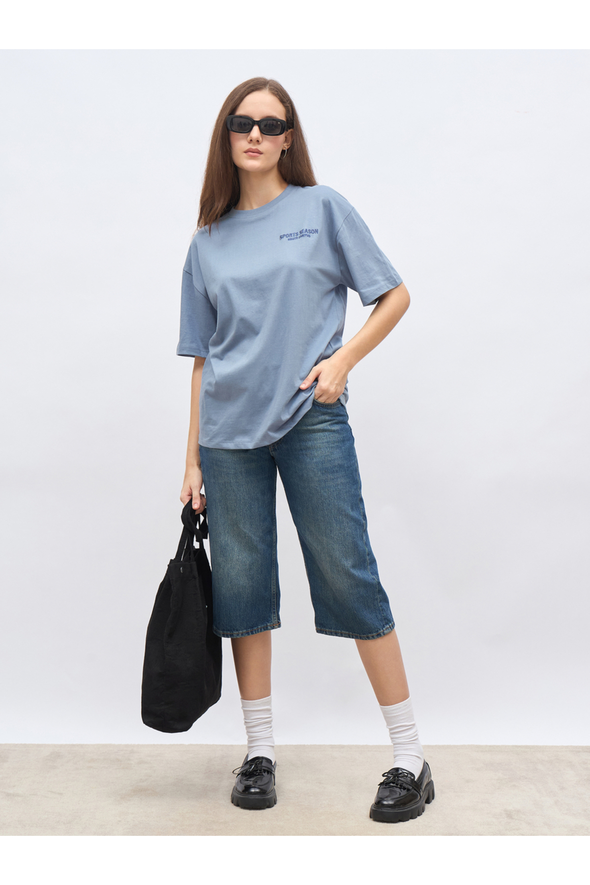 Styli Embroidered Slogan Oversized T-Shirt
