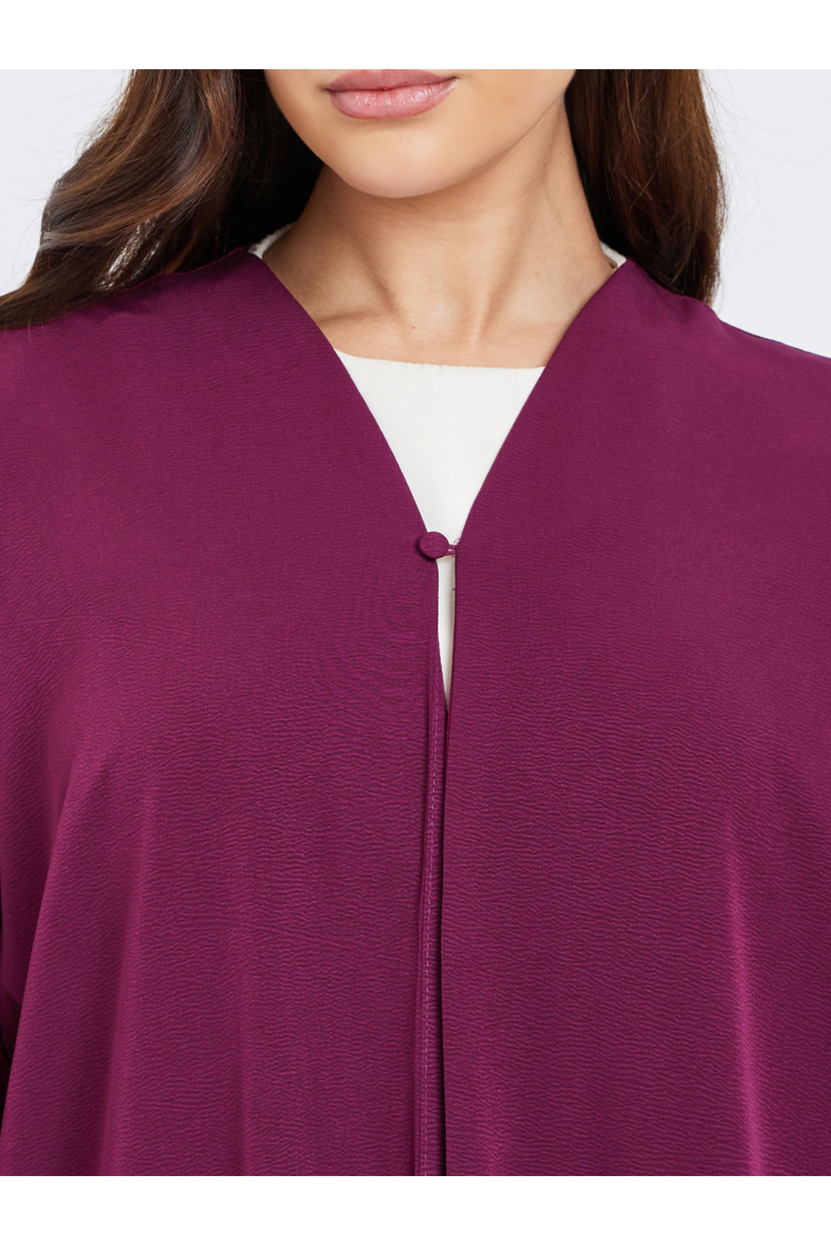 Styli-Textured Abaya with Button Loop Closure 3