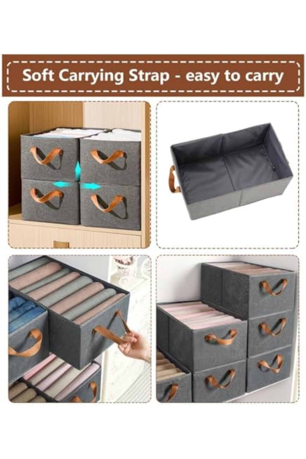 Cady One-Large Storage Bags from Cady One 1 - Foldable Storage Box with Handles, Fabric Storage Basket, Multi 8
