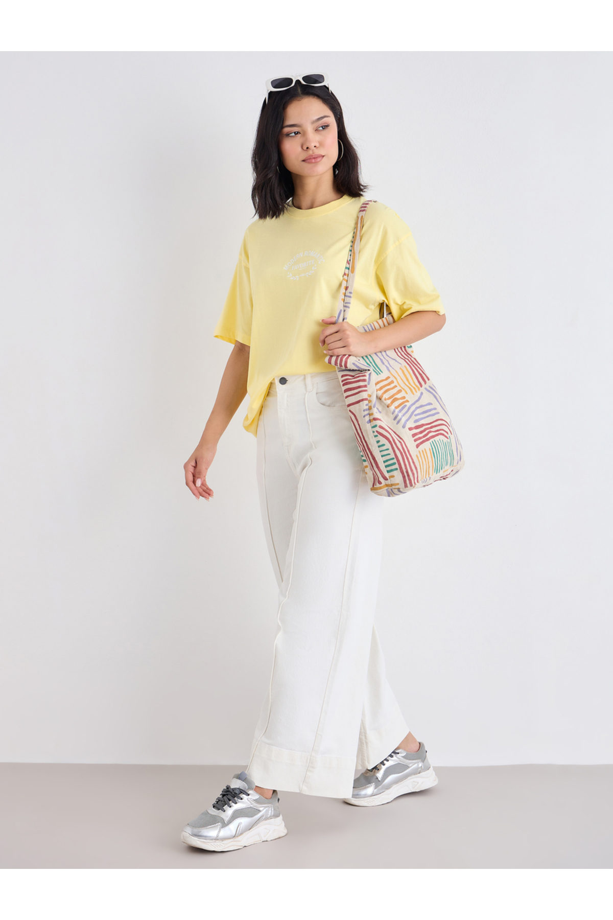 Styli Slogan Print Short Sleeve Oversized T-Shirt