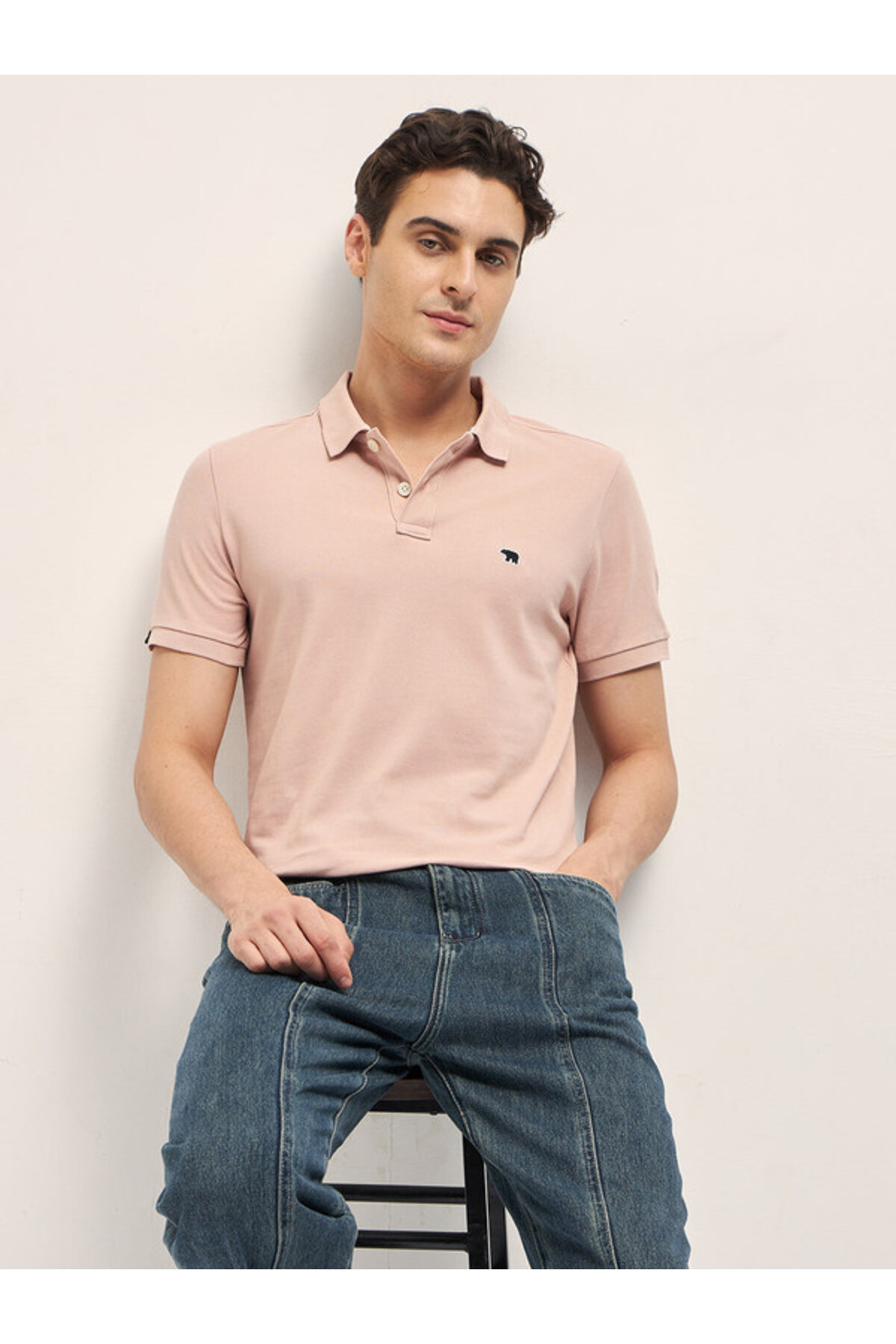 The Bear House Men's T-shirt with polo style, breathable cotton fabric, comfy fit, ideal for casual or smart look.