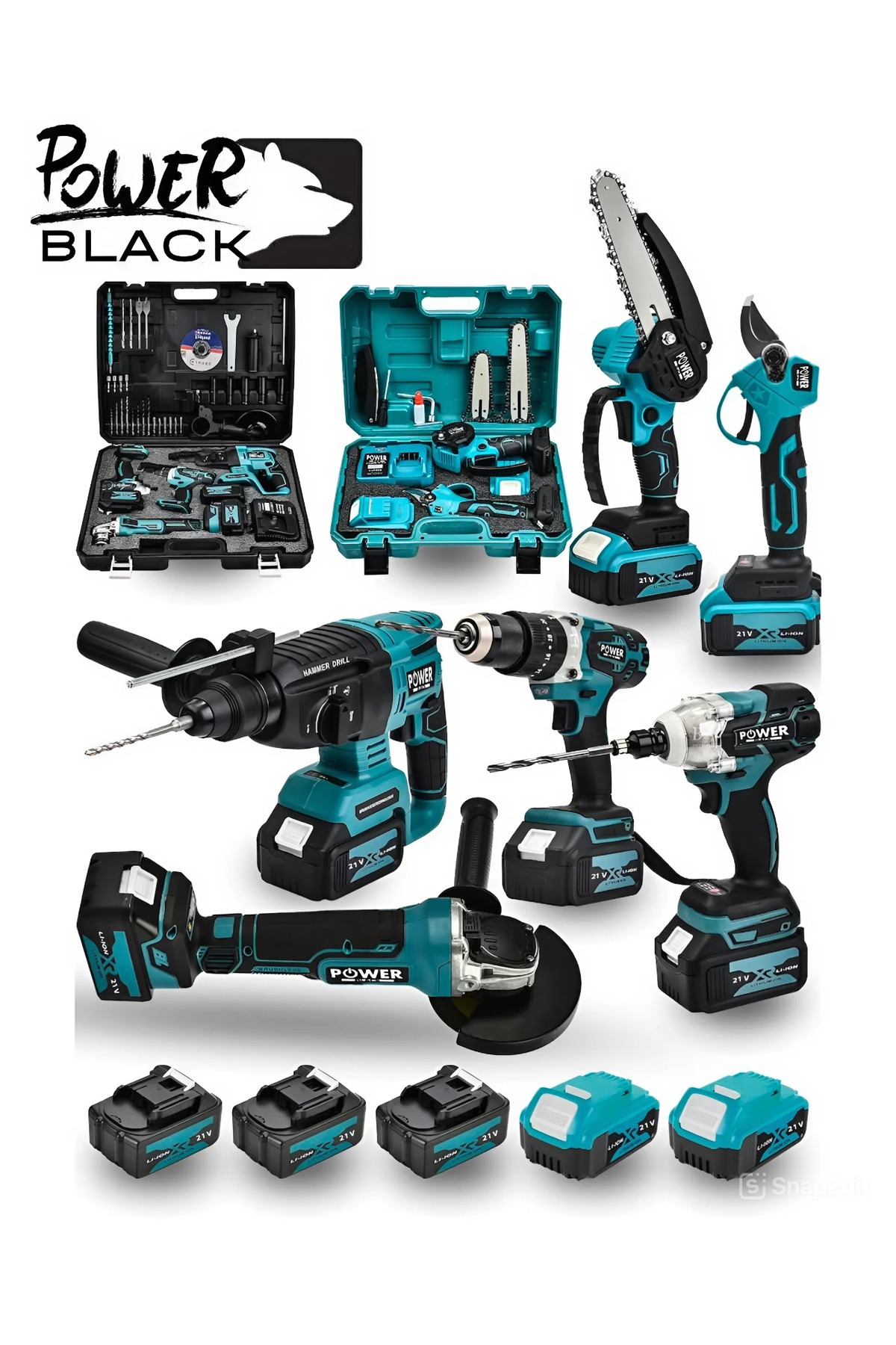 POWER BLACK 6 LI SET 5 BATARYALI 2 ŞARJ CİHAZLI 2 ÇANTALI TAM