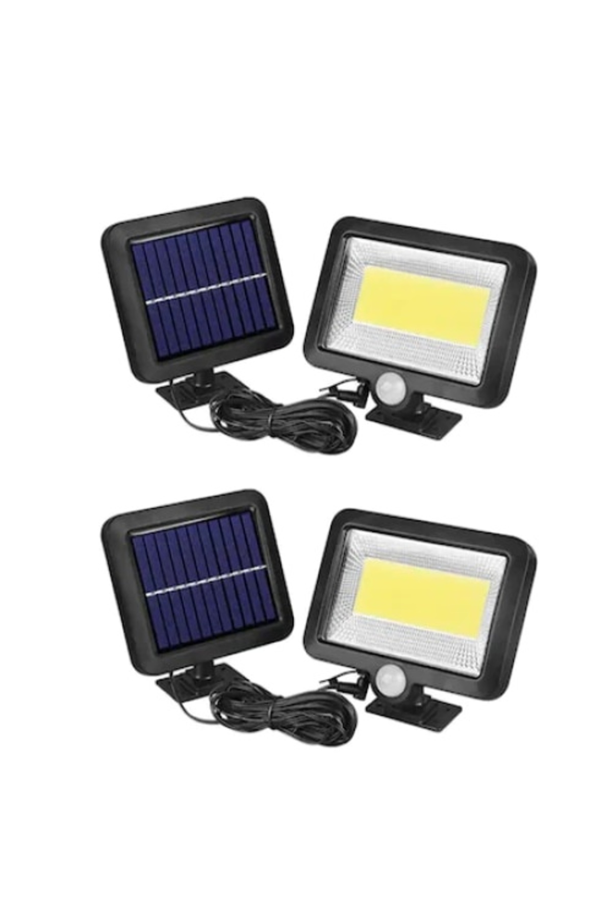 FOXMAG24-Set 2 Solar Lamps with Separate Panel, 100 LEDs, Motion Sensor, Remote, Black 1