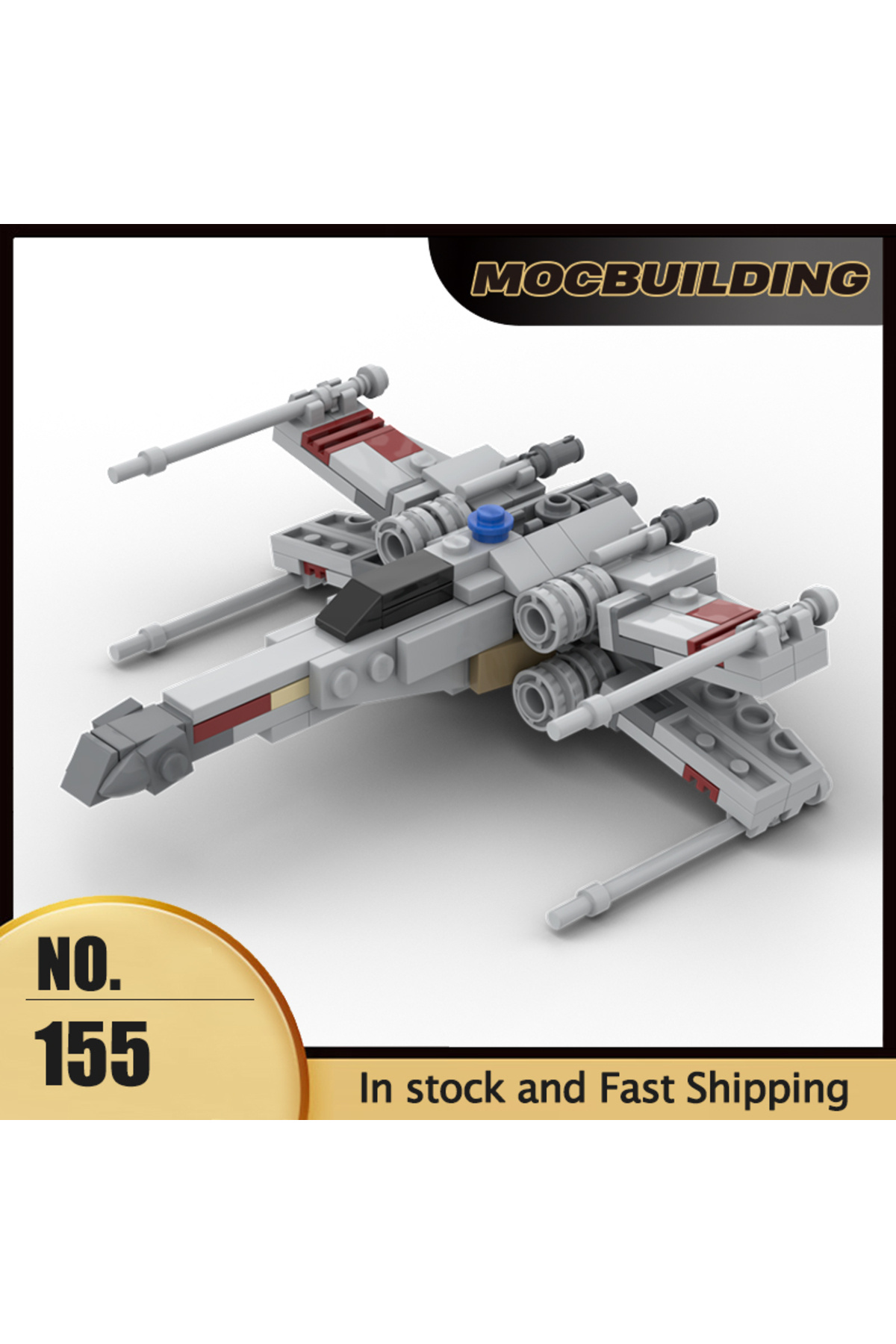 ۱۵۵ تکه بلوک‌های ساختنی MOC مجموعه فیلم فضایی، مدل بال مقیاس میدی جنگنده‌های ستاره‌ای، مونتاژ DIY برای ساخت