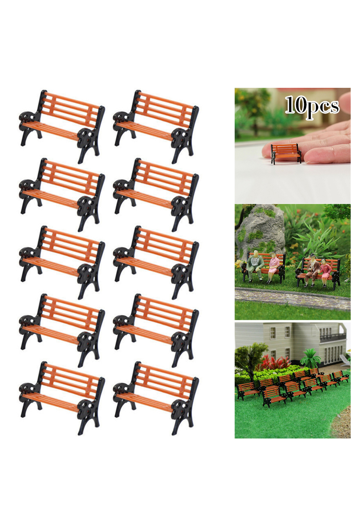 ۱۰ عدد صندلی نیمکت مدل قطار HO مقیاس TT ۱:۸۷ مبلمان نیمکت خیابانی پارک مدل نیمکت پارک کوچک مبلمان خیابان …