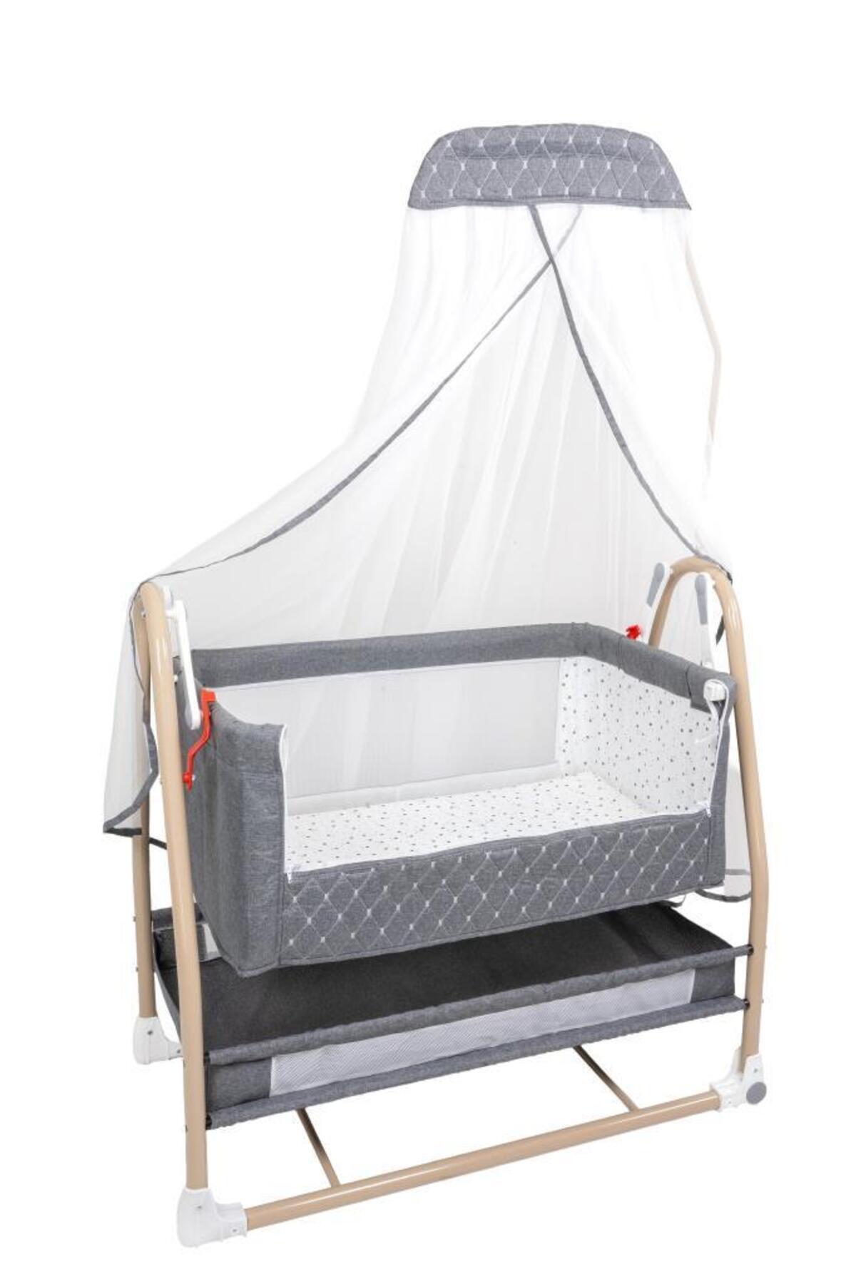 Tommybaby Royal Anne Yanı Beşik Tüllü Sepet Beşik Sallanabilir Bebek Beşiği Anne Yanı Beşik fotoğrafı 3 (önizleme)