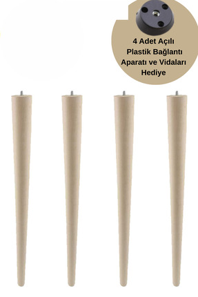 AKTURK HOME Ahşap Ham Ayak 40 Cm 4'lü Set Kütük Masa Orta Sehpa Zigon Ayağı