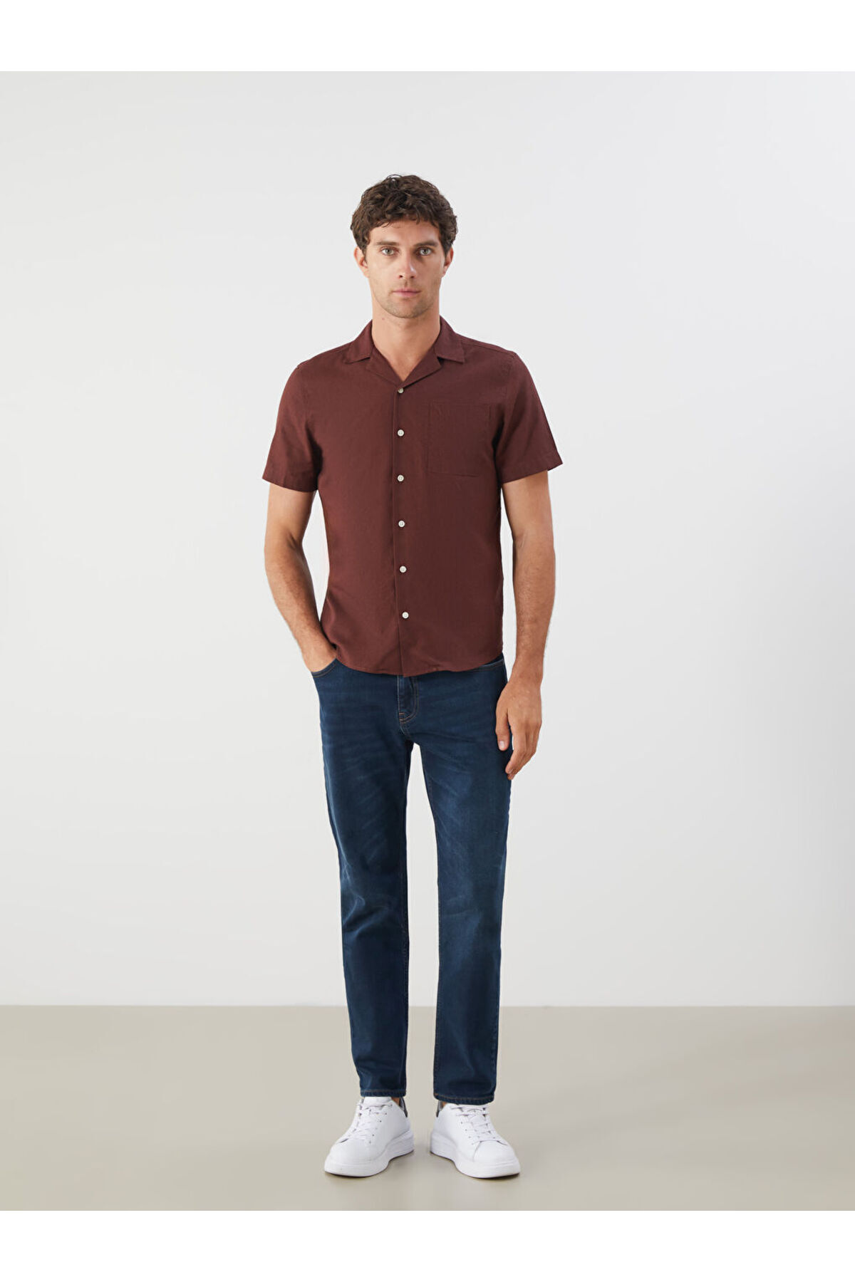 LC Waikiki-Sparkling Selections from Shining Store |   Regular Fit Resort Collar Short Sleeve Linen Blend Men'S… 2