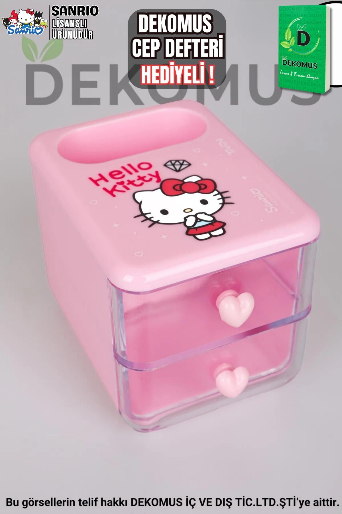 Hello Kitty "DEKOMUS CEP DEFTERİ HEDİYELİ" YENİ SEZON LİSANSLI HELLO KITTY MASA KALEMLİĞİ