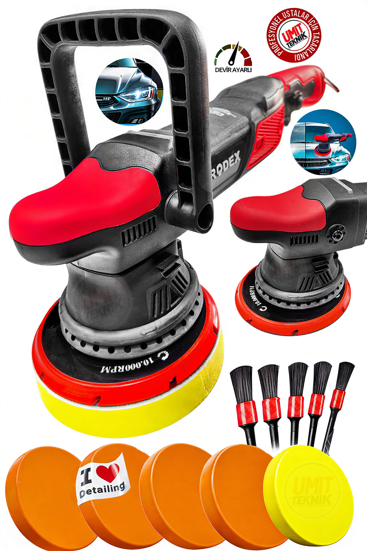 PROXTECH Premium Devir Ayarlı 150mm Profesyonel Orbital Eksantrik Pasta Cila Parlatma Polisaj Makinesi