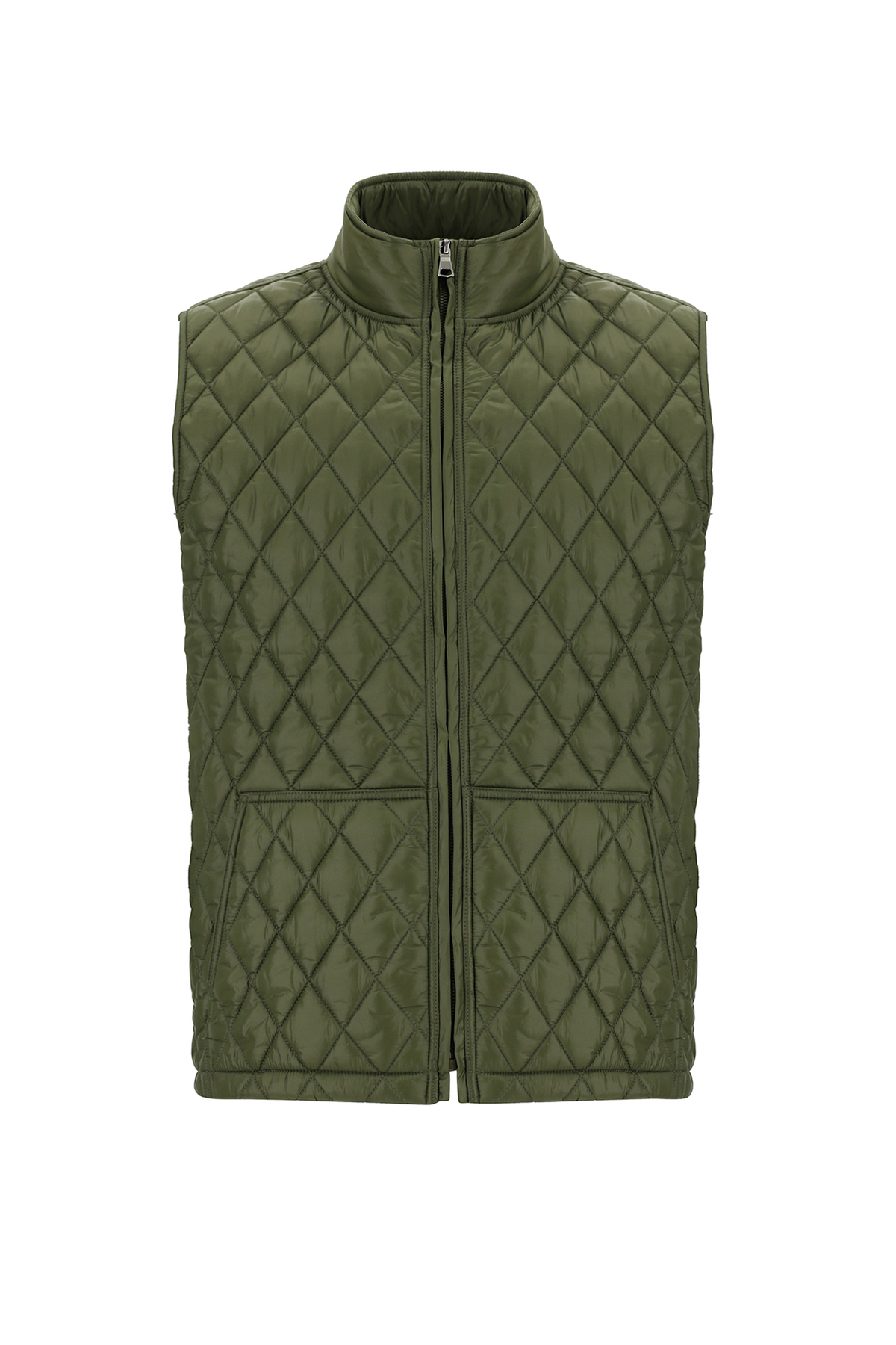 Kiğılı  Dik Yaka Cepli Fermuarlı Kapitone Spor Yelek - Görsel 7