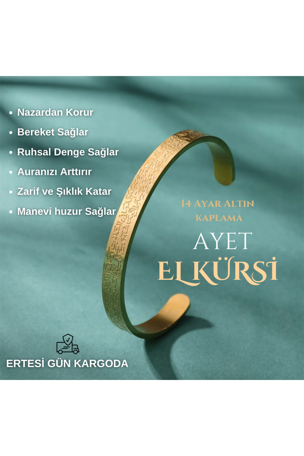 Berzey Jewellery Ayetel kürsi yazılı bileklik görsel 6