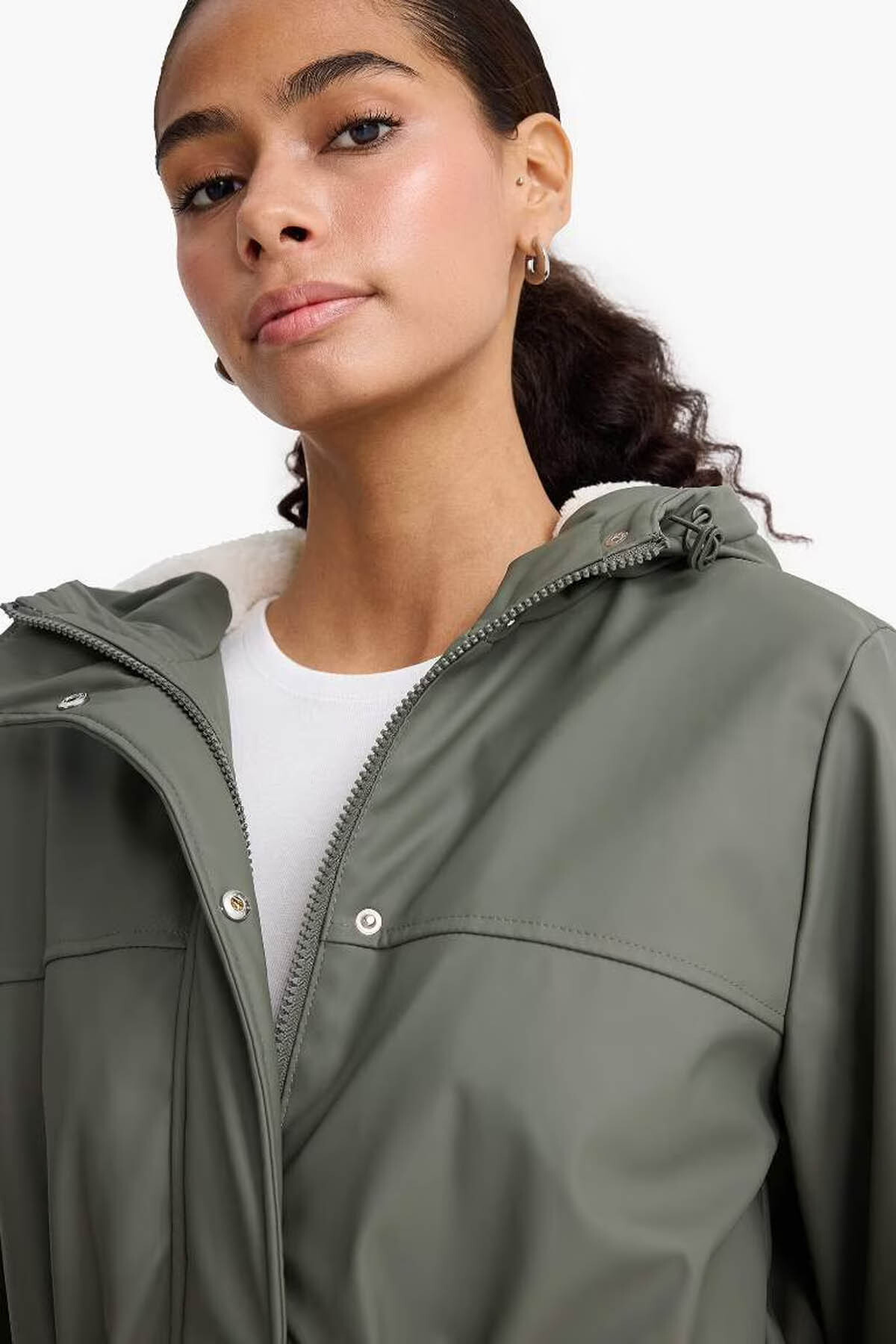 Defacto  Su Geçirmez Kapüşonlu Suni Deri Yağmurluk E8575AX25WN - Görsel 4