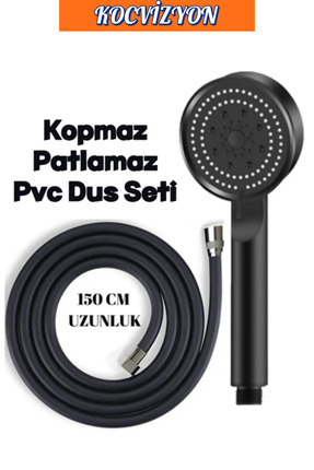 kocvizyon 5 Fonksiyonlu Mat Siyah Duş Başlığı Seti, Mat Siyah Duş Başlığı - P...