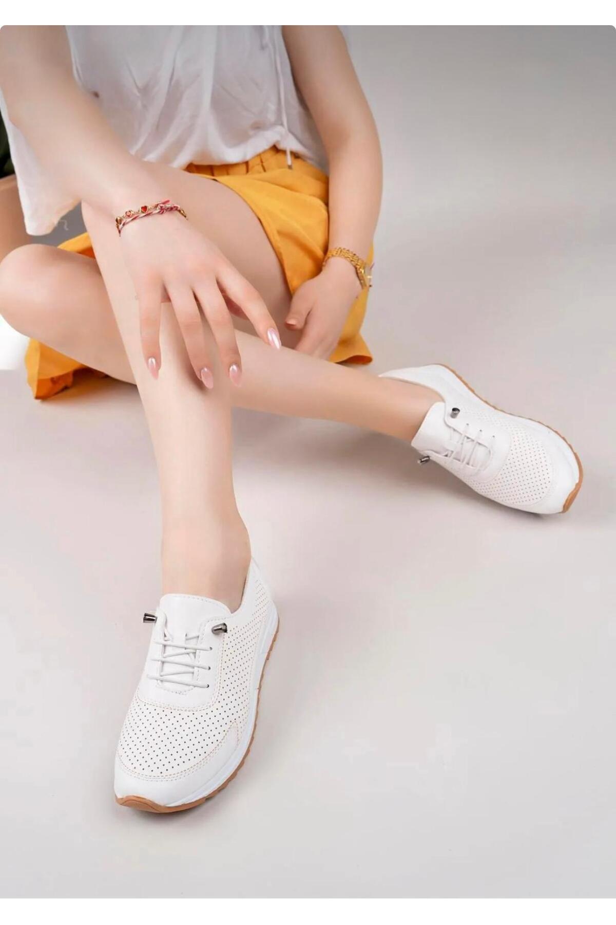 HT FREEDOM  Ortopedik Tabanlı Günlük Yumuşak Kadın Cilt Ipli Babet Ayakkabı - Görsel 3