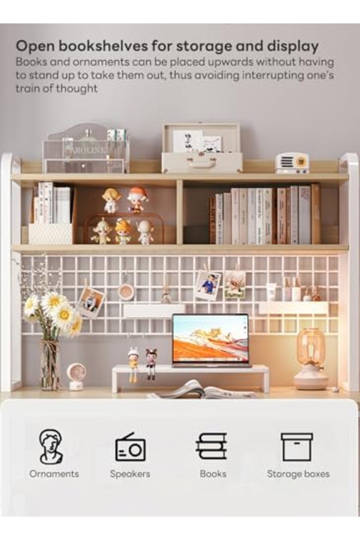 sharpdo-Simple Desktop Computer Table, Desk And Bookshelf, Suitable for Study/Office/Storage 8