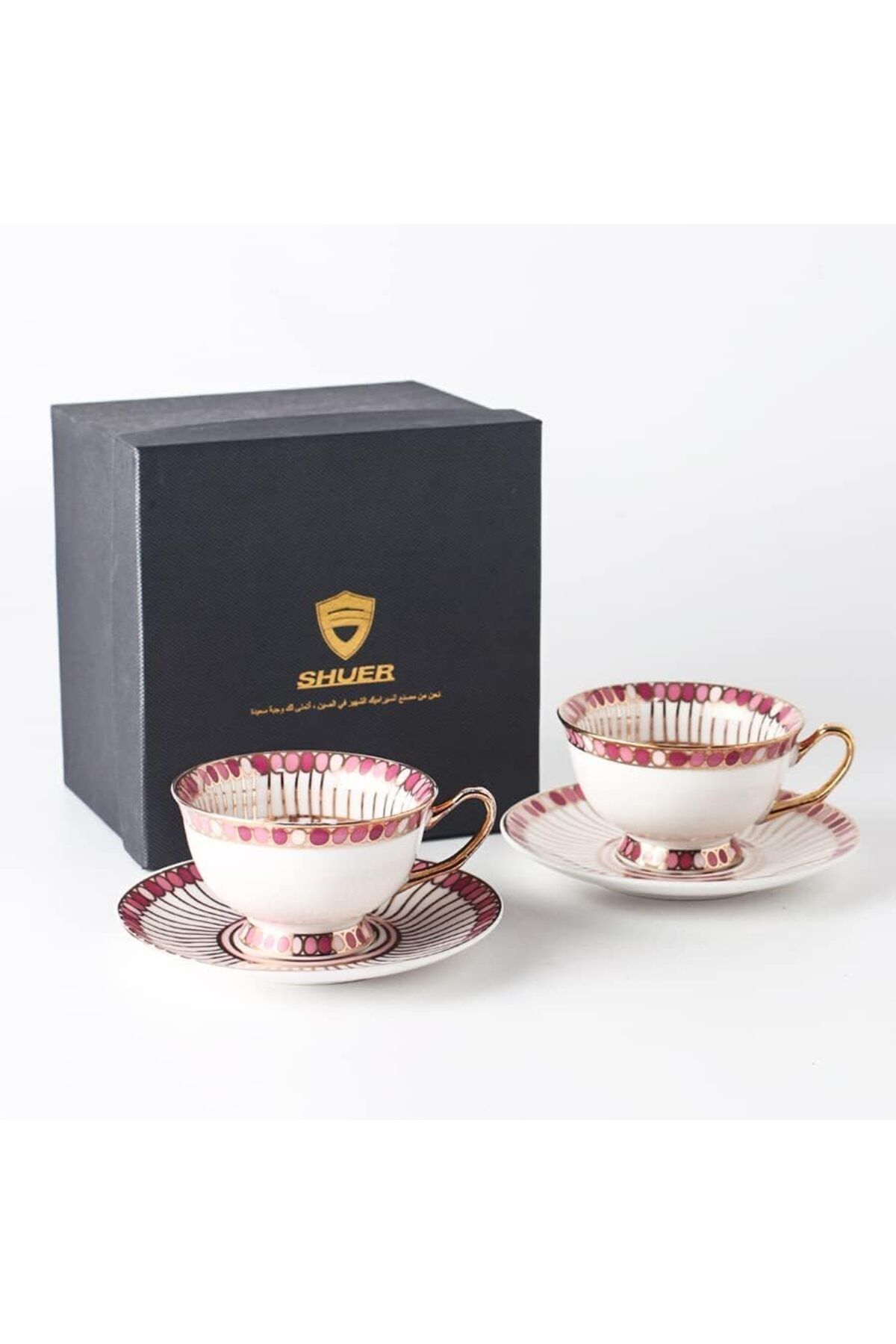 sharpdo-Two Coffee Cups and Saucers with Golden Threads (Golden Handle) 220ml (5 Colors Available), by Sharb 7