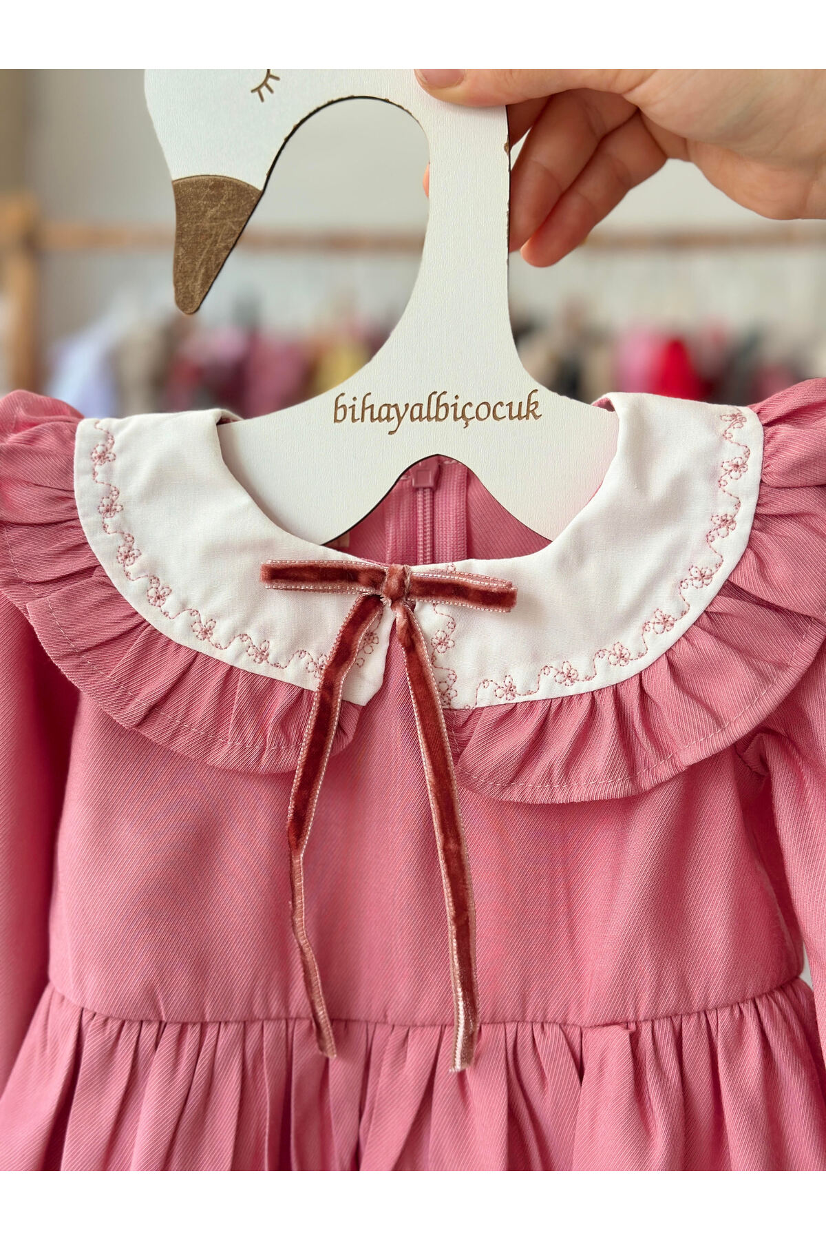 BİHAYALBİÇOCUK Freya - Bebe Yakalı Pembe Elbise fotoğrafı 3 (önizleme)